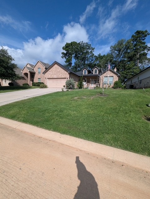 Fresh healthy green backyard lawn